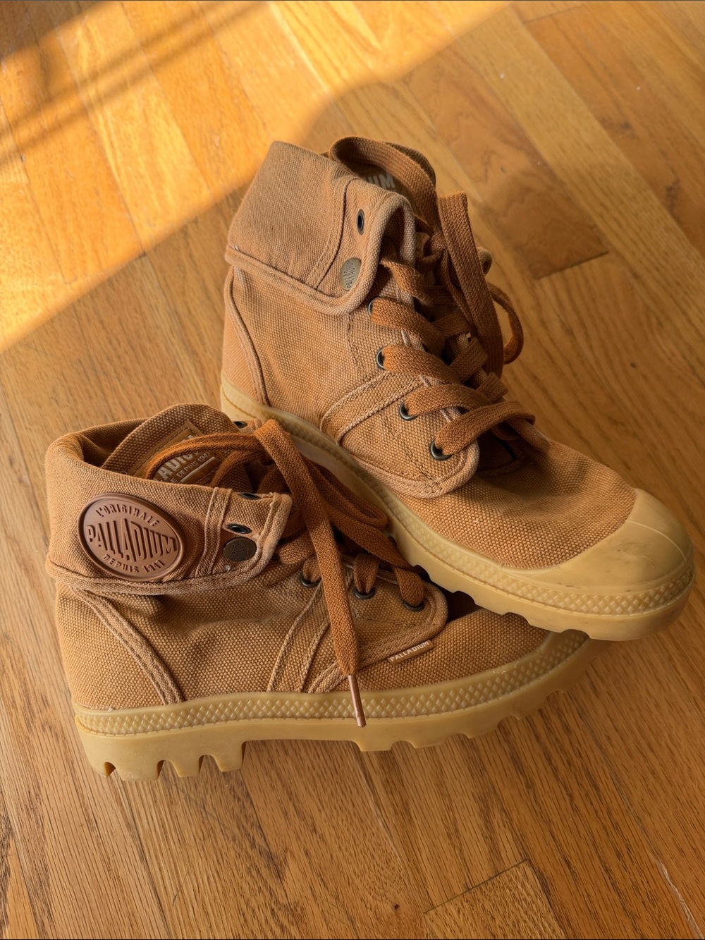 Palladium Kids Brown Canvas High-Top Boots with Fold-Over Cuff